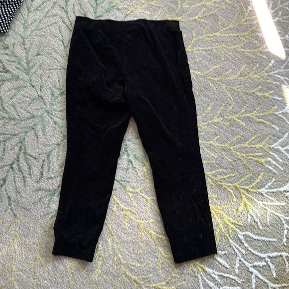 Lauren elastic waist side zipper straight black velvet ankle pants 14 - Picture 3 of 4